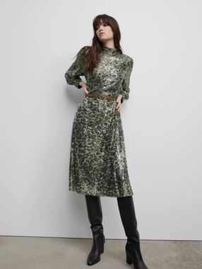 Zara Sequin Long Sleeve Midi Dress - Silver